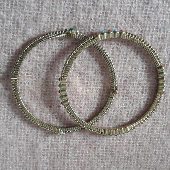 Pair of RJ Graziano CN Stacking Bracelets, Gold w/Coloured Stones - Picture 6 of 7